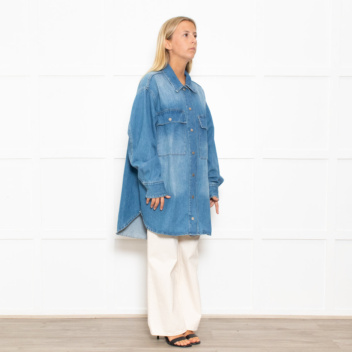 Raey Blue Front Pocket Oversized Denim Shirt Jacket