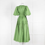 Aje Green Gathered Puff Sleeve Midi Dress