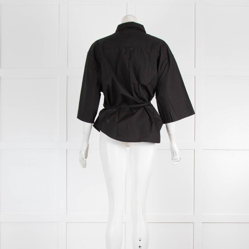 Deiji Studios Black Double Loop Cotton Shirt & Short Set