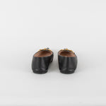 Gucci Black Leather Horsebit Silver Chain Flat Pointy Pumps