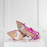 Malone Souliers Fuchsia Patent Crystal Buckle Heeled Shoes