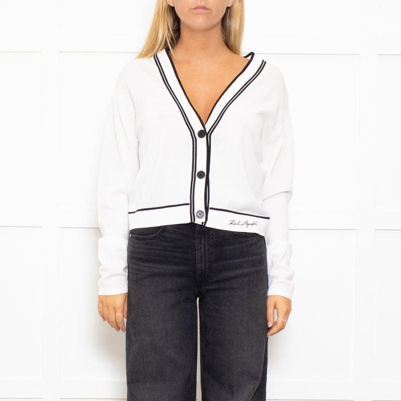 Karl Lagerfeld White Lightweight Knit Cardigan