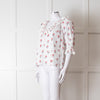 Pink City Prints White Red Blossom Scallop Trim Top