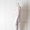 Pink City Prints White Red Blossom Scallop Trim Top