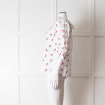 Pink City Prints White Red Blossom Scallop Trim Top