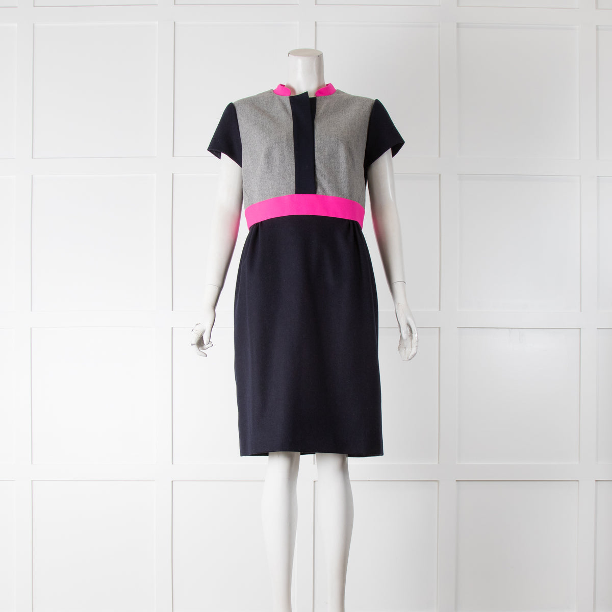 Vilagallo Navy Blue With Grey And Pink Inserts Dress