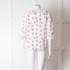 Pink City Prints White Red Blossom Scallop Trim Top