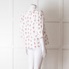 Pink City Prints White Red Blossom Scallop Trim Top