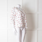 Pink City Prints White Red Blossom Scallop Trim Top