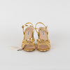 Miu Miu Gold Carved Wooden Wedge
