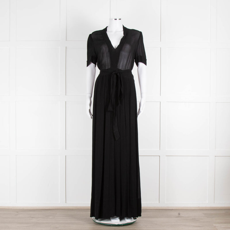 Isabel Marant Etoile Black Short Sleeve Sheer Maxi Dress