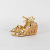 Miu Miu Gold Carved Wooden Wedge