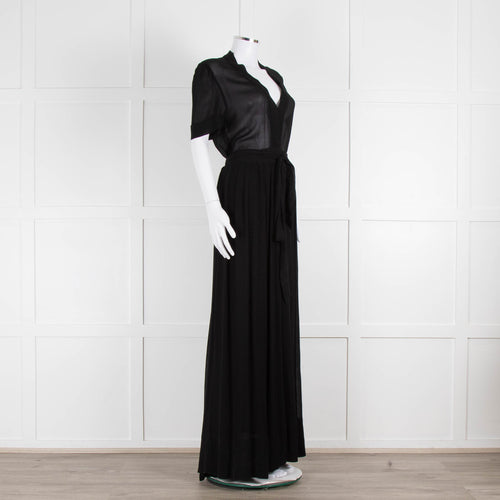 Isabel Marant Etoile Black Short Sleeve Sheer Maxi Dress