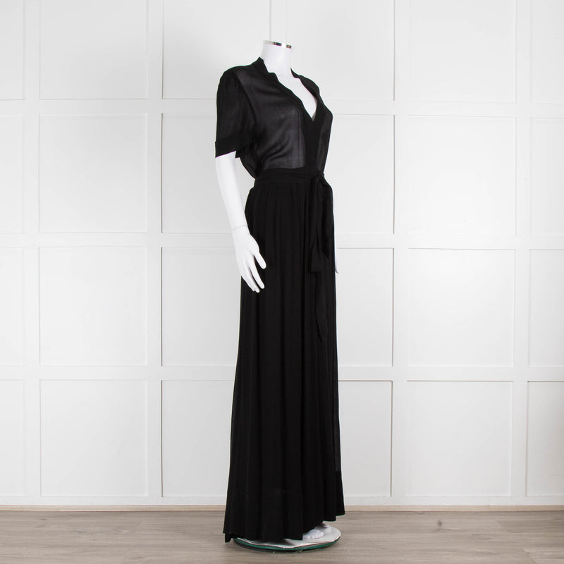 Isabel Marant Etoile Black Short Sleeve Sheer Maxi Dress