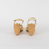 Miu Miu Gold Carved Wooden Wedge