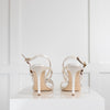 Malone Souliers White Satin Heeled Sandals