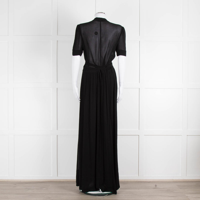 Isabel Marant Etoile Black Short Sleeve Sheer Maxi Dress