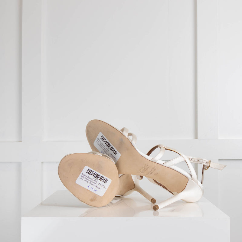 Malone Souliers White Satin Heeled Sandals