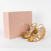 Miu Miu Gold Carved Wooden Wedge