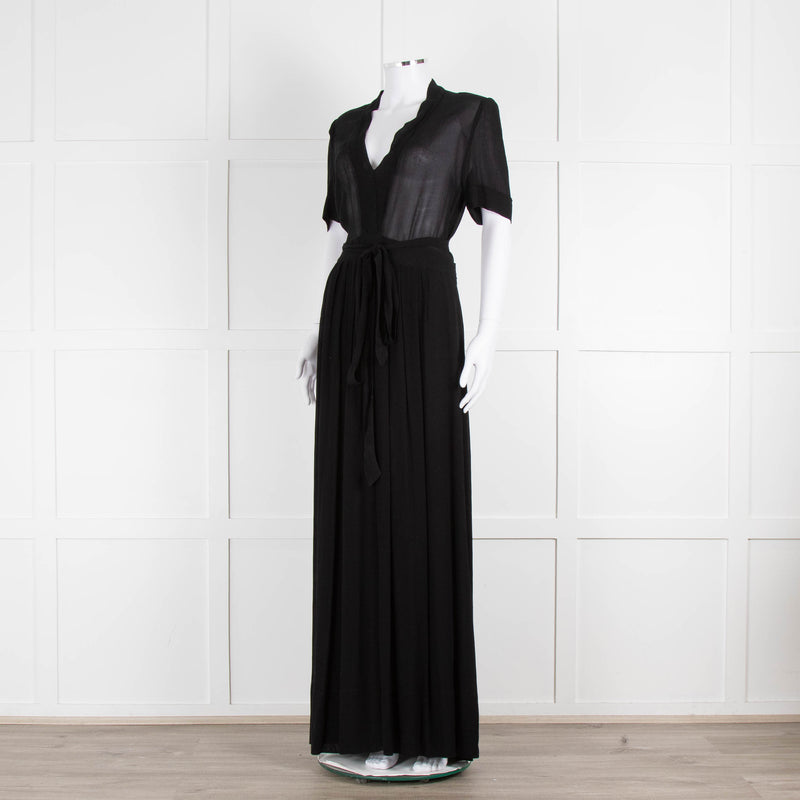 Isabel Marant Etoile Black Short Sleeve Sheer Maxi Dress
