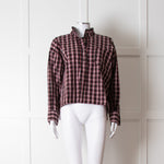 Isabel Marant Etoile Black Red Check Cotton Long Sleeve Top