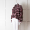 Isabel Marant Etoile Black Red Check Cotton Long Sleeve Top