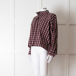 Isabel Marant Etoile Black Red Check Cotton Long Sleeve Top
