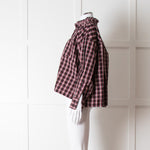 Isabel Marant Etoile Black Red Check Cotton Long Sleeve Top