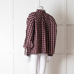 Isabel Marant Etoile Black Red Check Cotton Long Sleeve Top