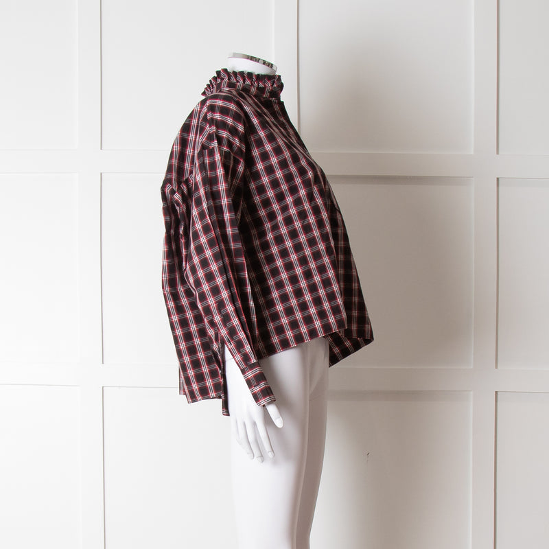 Isabel Marant Etoile Black Red Check Cotton Long Sleeve Top
