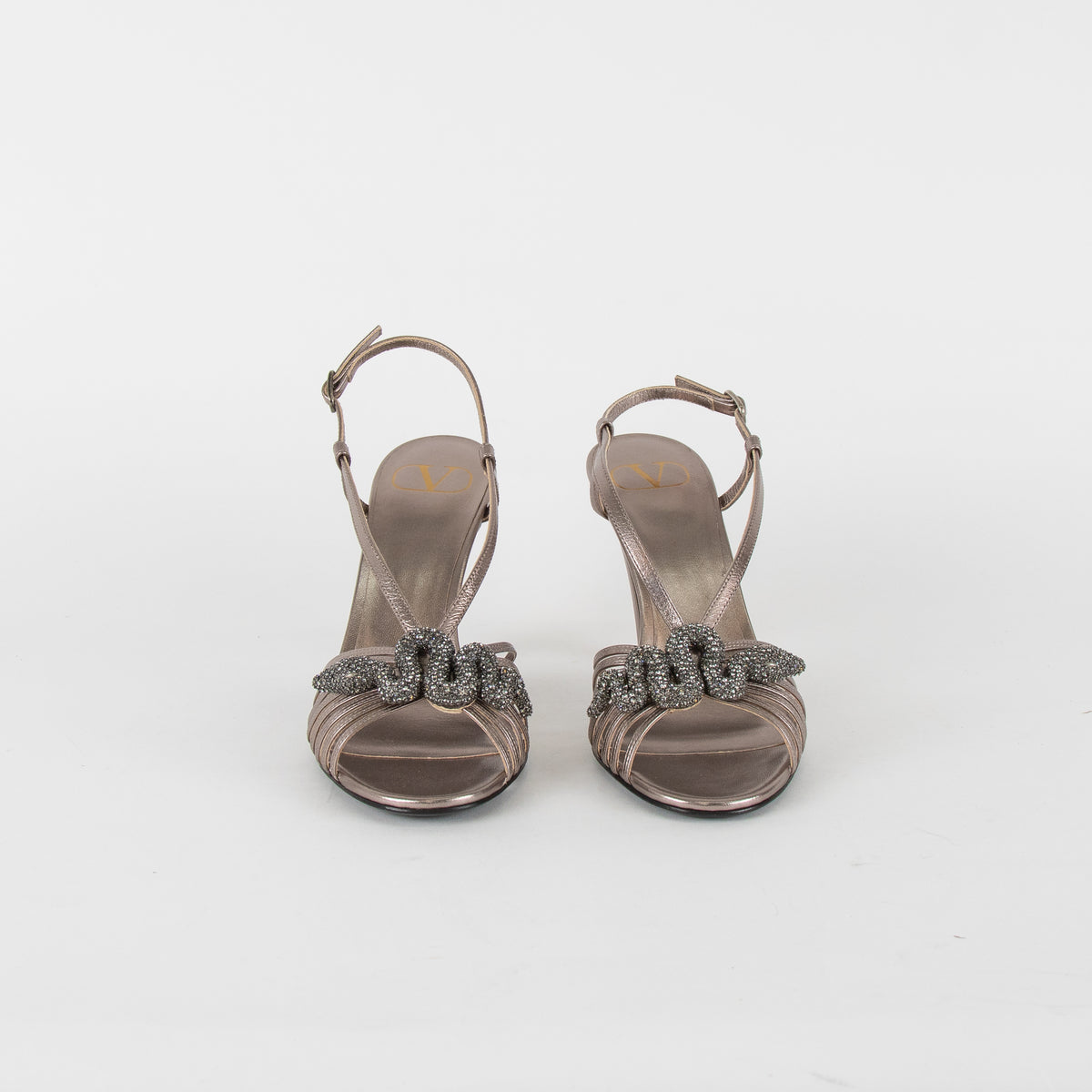 Valentino Metallic Bronze Snake Heeled Sandals