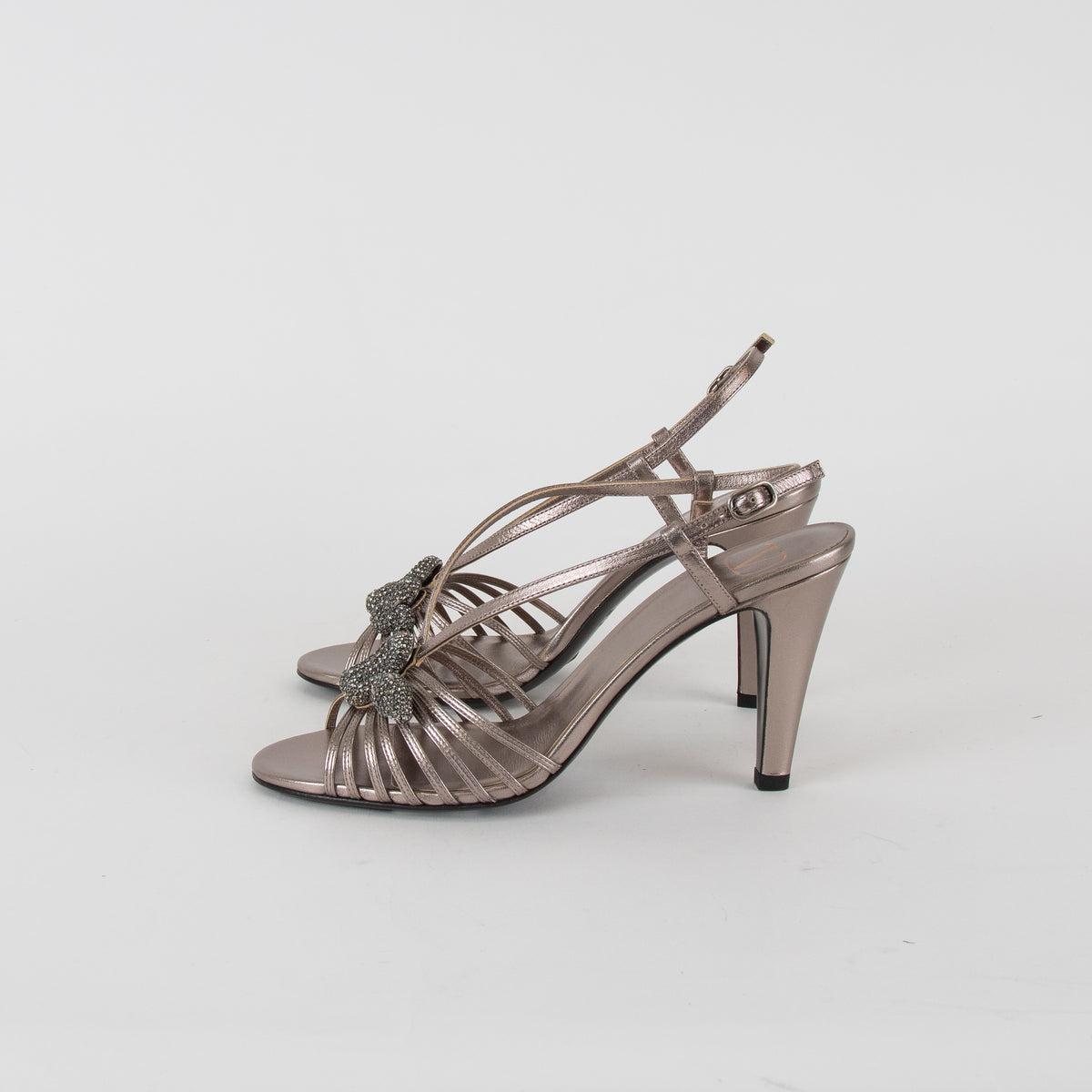 Valentino Metallic Bronze Snake Heeled Sandals