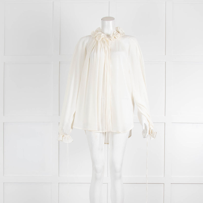 Victoria Beckham Cream Crepe De Chine Blouse