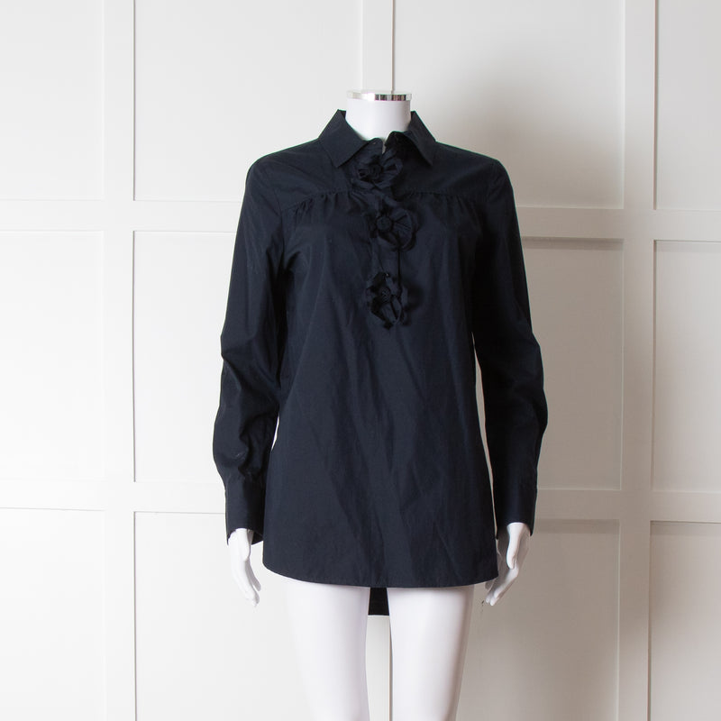 See By Chloe Navy Blue Flower Detail Cotton Top