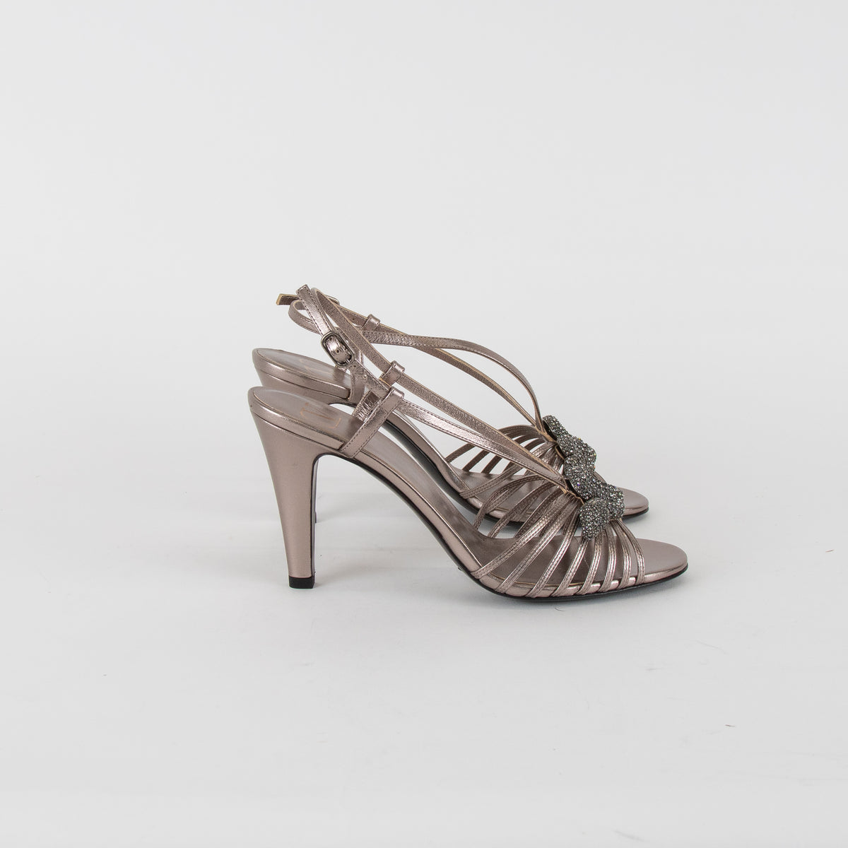 Valentino Metallic Bronze Snake Heeled Sandals