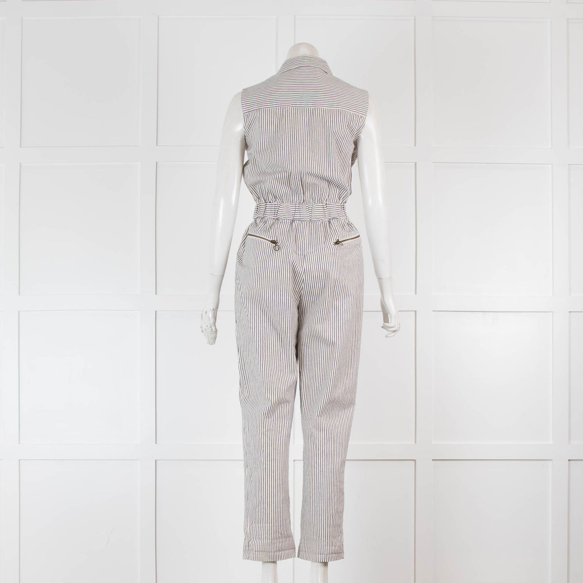 Watson X Watson Cream Striped Sleeveless Jumpsuit