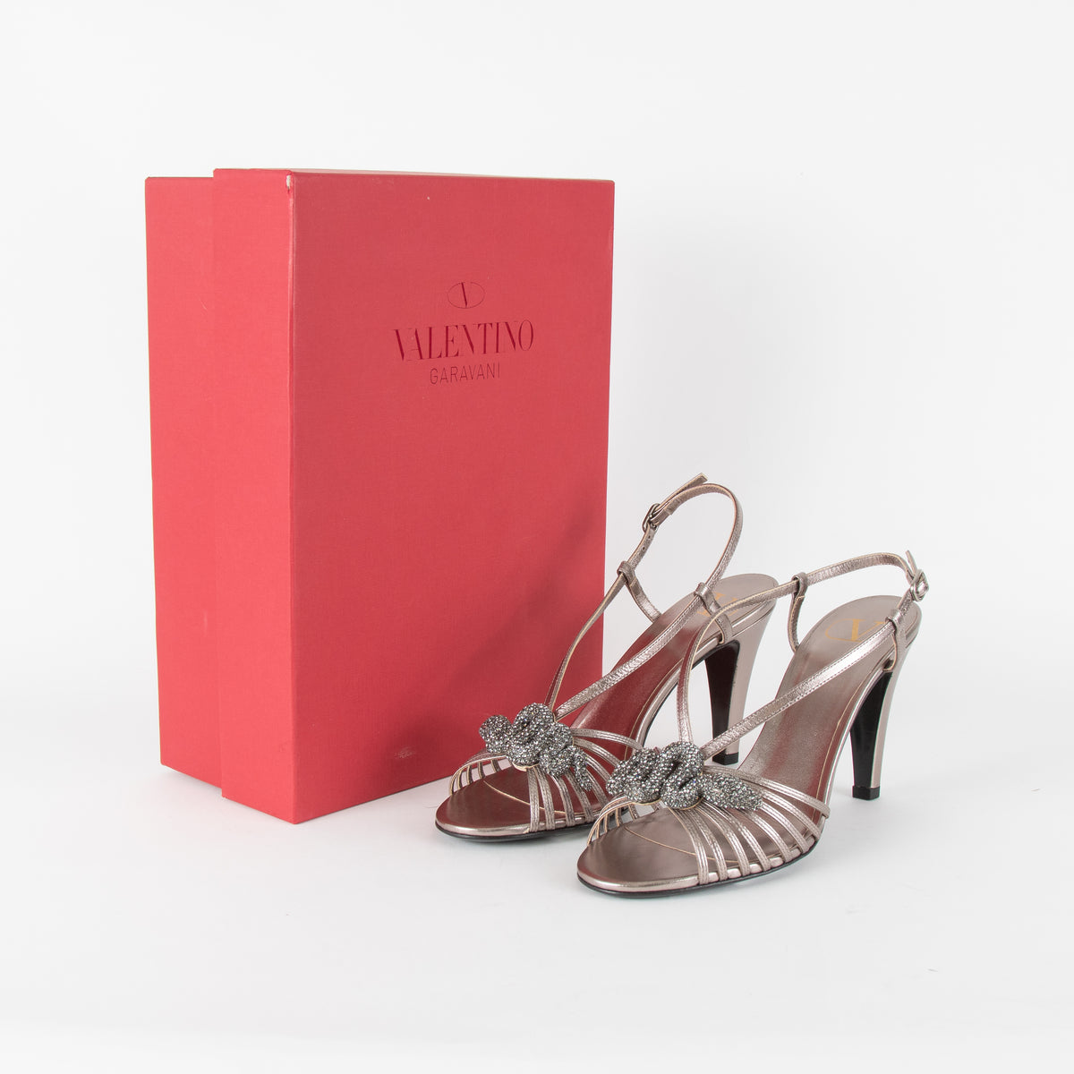 Valentino Metallic Bronze Snake Heeled Sandals