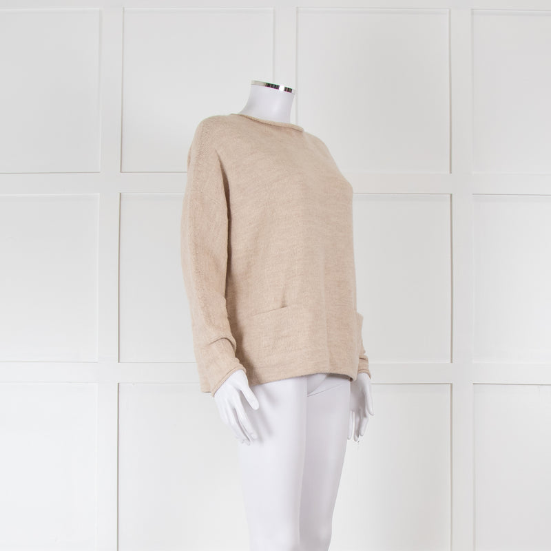 Lauren Manoogian Beige Alpaca Wool Mix Front Pocket Jumper