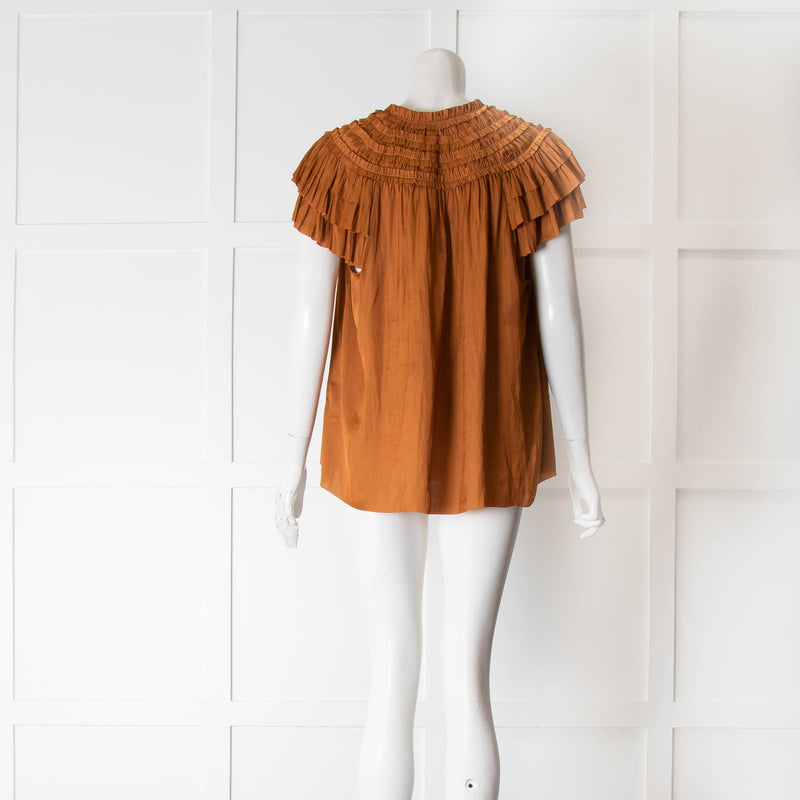 Ulla Johnson Rust Orange Short Sleeve Blouse