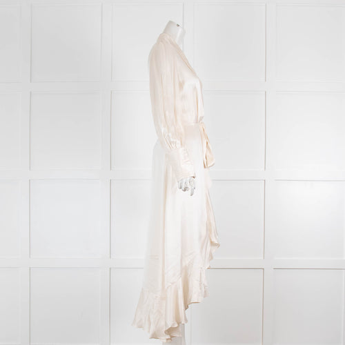 Zimmermann Cream Silk Wrap Midi Dress