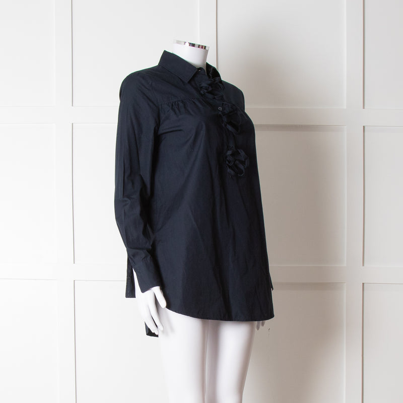 See By Chloe Navy Blue Flower Detail Cotton Top