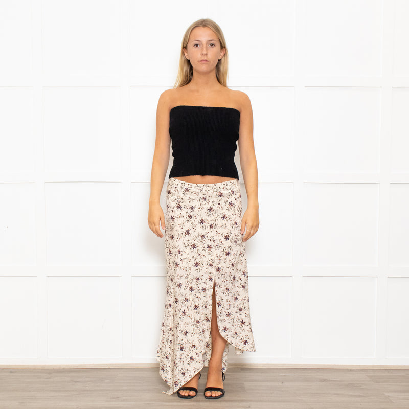 Veronica Beard Silk Hankerchief Floral Cream Midi Skirt
