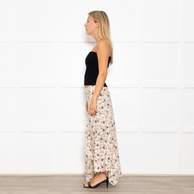 Veronica Beard Silk Hankerchief Floral Cream Midi Skirt
