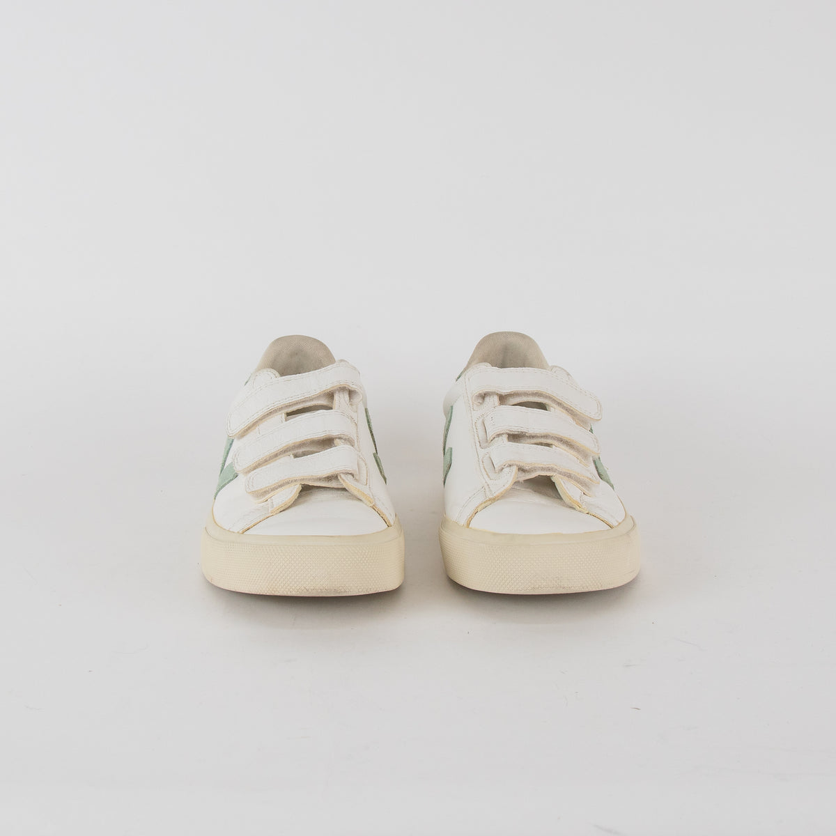 Veja White Green Leather Trainers