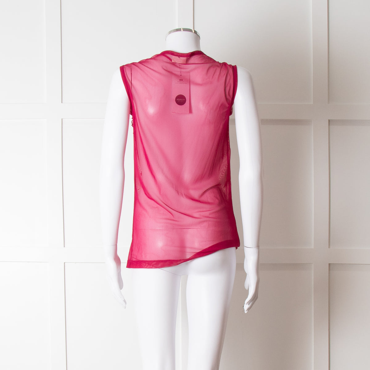 Dries Van Noten Magenta Net Front Frill Sleeveless Top