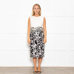 Max Mara Cream Black Floral Sleeveless Dress Plus Cropped Jacket