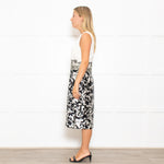Max Mara Cream Black Floral Sleeveless Dress Plus Cropped Jacket