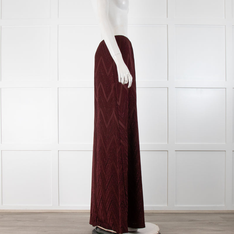 M Missoni Burgundy Knit Shimmer Maxi Skirt