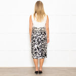 Max Mara Cream Black Floral Sleeveless Dress Plus Cropped Jacket