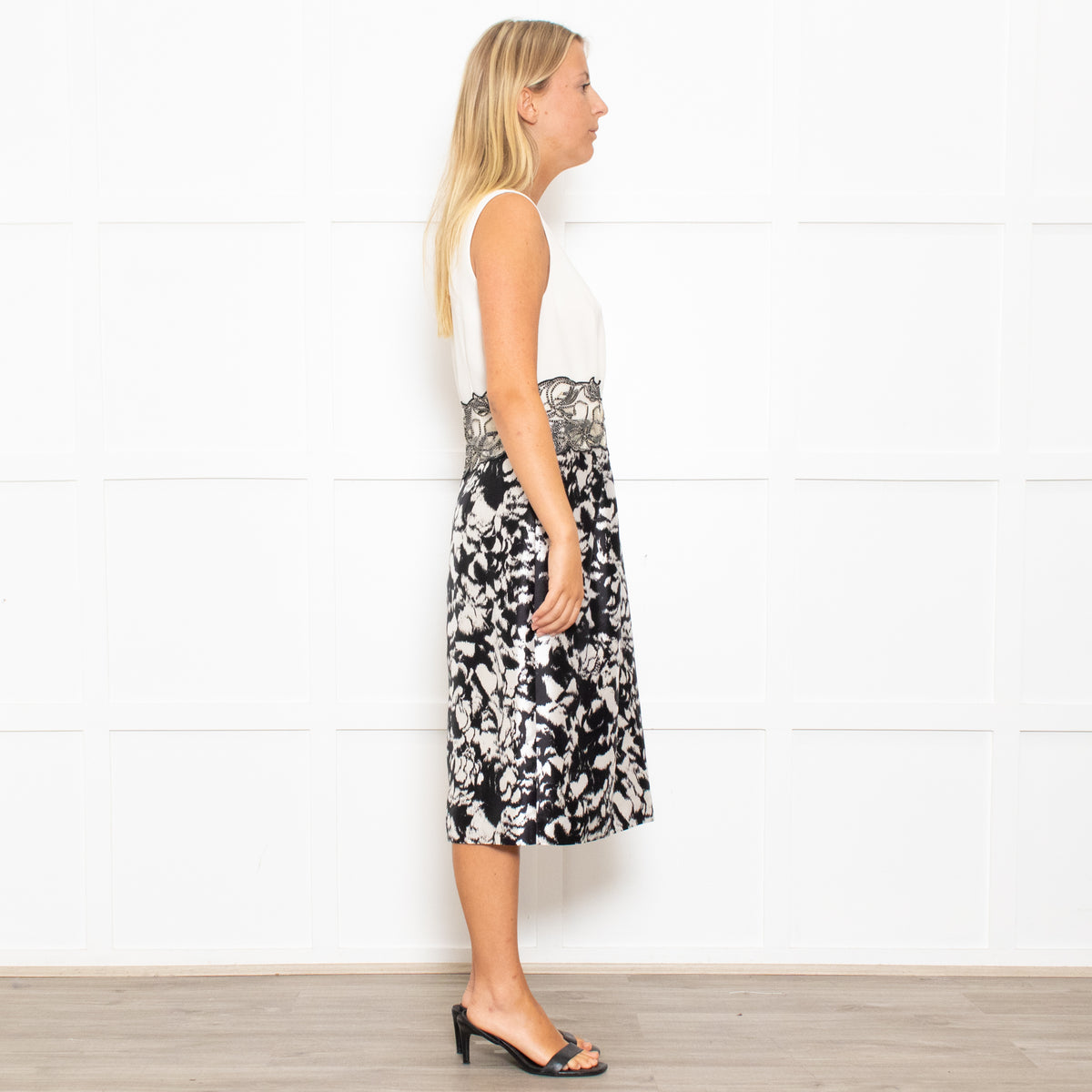 Max Mara Cream Black Floral Sleeveless Dress Plus Cropped Jacket